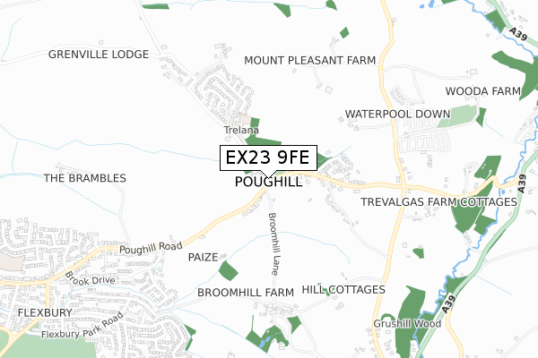 EX23 9FE map - small scale - OS Open Zoomstack (Ordnance Survey)