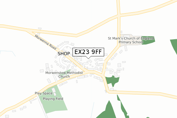 EX23 9FF map - large scale - OS Open Zoomstack (Ordnance Survey)