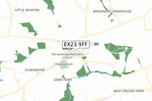 EX23 9FF map - small scale - OS Open Zoomstack (Ordnance Survey)