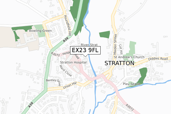 EX23 9FL map - large scale - OS Open Zoomstack (Ordnance Survey)