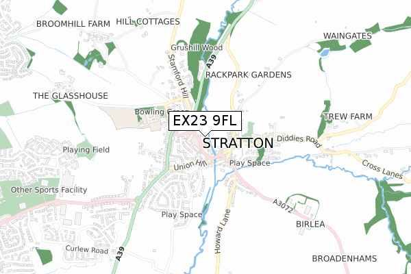 EX23 9FL map - small scale - OS Open Zoomstack (Ordnance Survey)