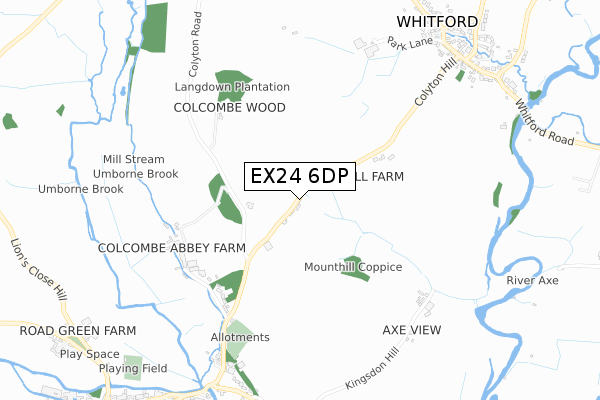 EX24 6DP map - small scale - OS Open Zoomstack (Ordnance Survey)