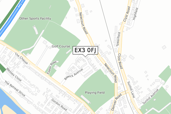 EX3 0FJ map - large scale - OS Open Zoomstack (Ordnance Survey)