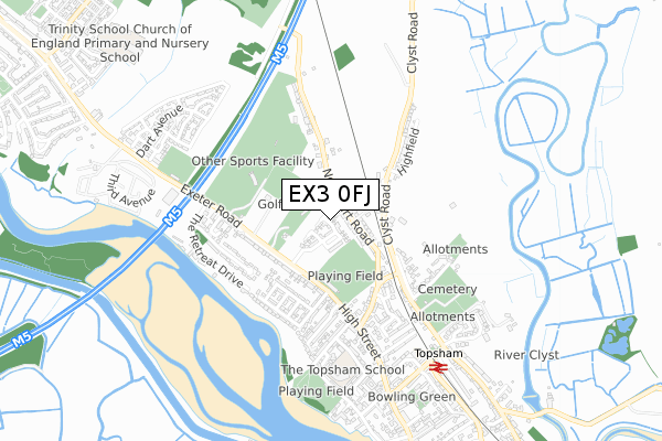 EX3 0FJ map - small scale - OS Open Zoomstack (Ordnance Survey) EX3 0FJ map - small scale - OS Open Zoomstack (Ordnance Survey)