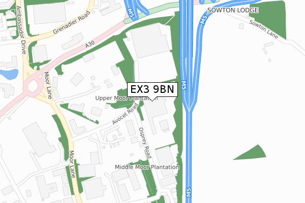EX3 9BN map - large scale - OS Open Zoomstack (Ordnance Survey)