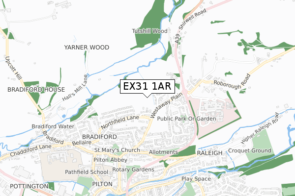 EX31 1AR map - small scale - OS Open Zoomstack (Ordnance Survey)