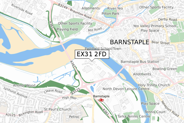 EX31 2FD map - small scale - OS Open Zoomstack (Ordnance Survey)