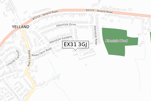 EX31 3GJ map - large scale - OS Open Zoomstack (Ordnance Survey)