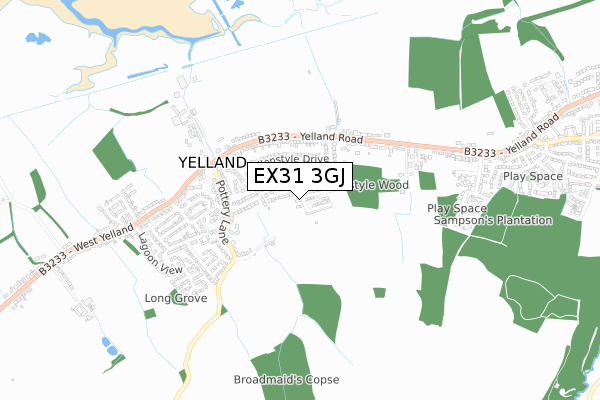 EX31 3GJ map - small scale - OS Open Zoomstack (Ordnance Survey)