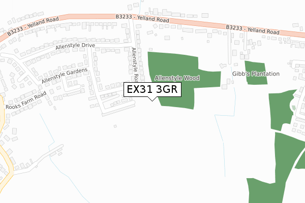EX31 3GR map - large scale - OS Open Zoomstack (Ordnance Survey) EX31 3GR map - large scale - OS Open Zoomstack (Ordnance Survey)