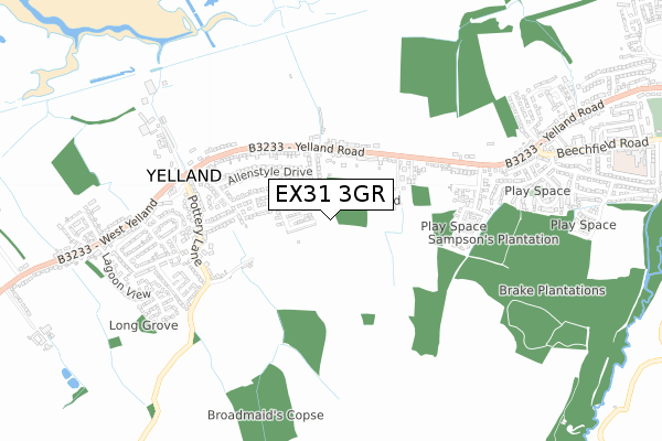 EX31 3GR map - small scale - OS Open Zoomstack (Ordnance Survey) EX31 3GR map - small scale - OS Open Zoomstack (Ordnance Survey)