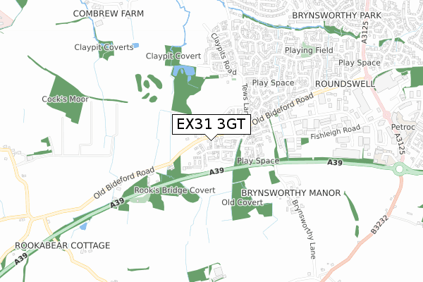 EX31 3GT map - small scale - OS Open Zoomstack (Ordnance Survey)