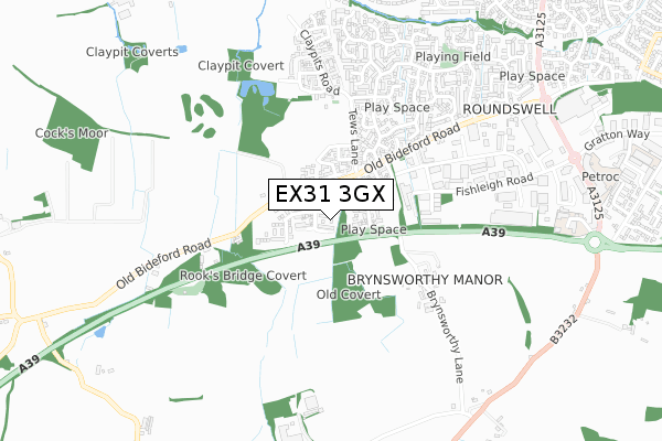 EX31 3GX map - small scale - OS Open Zoomstack (Ordnance Survey) EX31 3GX map - small scale - OS Open Zoomstack (Ordnance Survey)