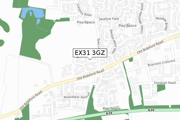 EX31 3GZ map - large scale - OS Open Zoomstack (Ordnance Survey)