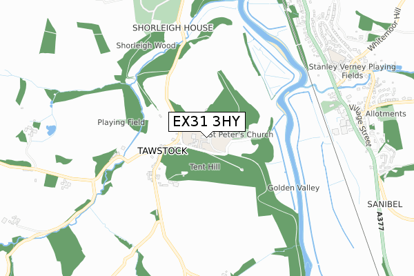 EX31 3HY map - small scale - OS Open Zoomstack (Ordnance Survey)