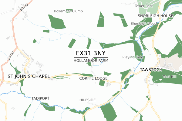 EX31 3NY map - small scale - OS Open Zoomstack (Ordnance Survey)