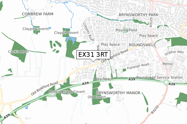 EX31 3RT map - small scale - OS Open Zoomstack (Ordnance Survey)