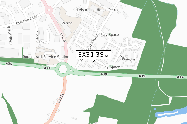 EX31 3SU map - large scale - OS Open Zoomstack (Ordnance Survey)