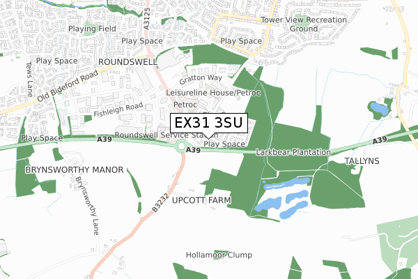 EX31 3SU map - small scale - OS Open Zoomstack (Ordnance Survey)