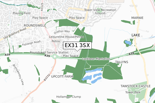 EX31 3SX map - small scale - OS Open Zoomstack (Ordnance Survey) EX31 3SX map - small scale - OS Open Zoomstack (Ordnance Survey)