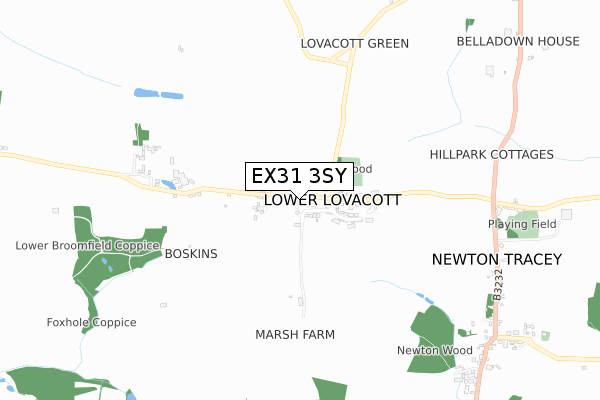 EX31 3SY map - small scale - OS Open Zoomstack (Ordnance Survey)