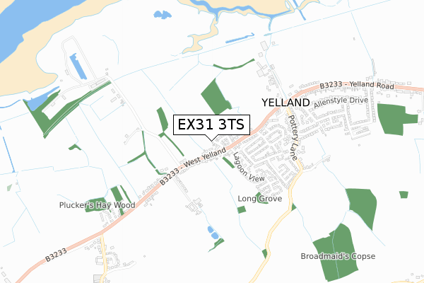 EX31 3TS map - small scale - OS Open Zoomstack (Ordnance Survey)