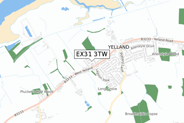 EX31 3TW map - small scale - OS Open Zoomstack (Ordnance Survey)