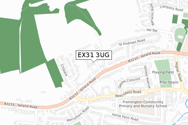 EX31 3UG map - large scale - OS Open Zoomstack (Ordnance Survey)