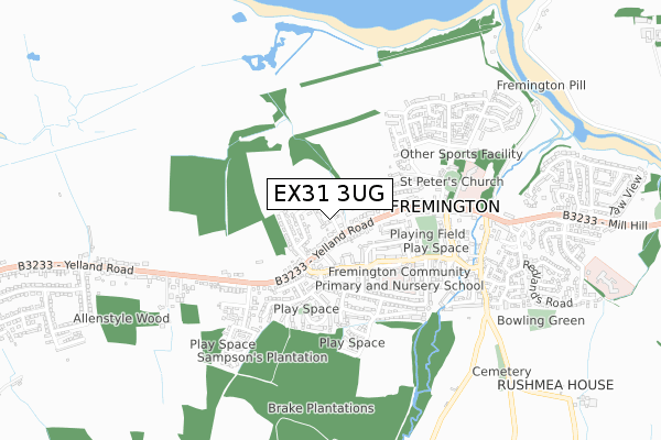 EX31 3UG map - small scale - OS Open Zoomstack (Ordnance Survey)