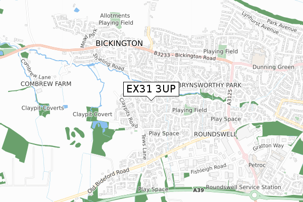EX31 3UP map - small scale - OS Open Zoomstack (Ordnance Survey)