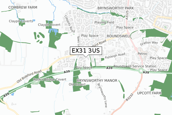 EX31 3US map - small scale - OS Open Zoomstack (Ordnance Survey)