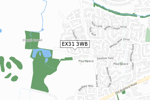 EX31 3WB map - large scale - OS Open Zoomstack (Ordnance Survey)