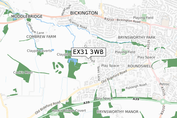 EX31 3WB map - small scale - OS Open Zoomstack (Ordnance Survey)