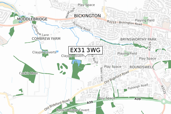 EX31 3WG map - small scale - OS Open Zoomstack (Ordnance Survey)
