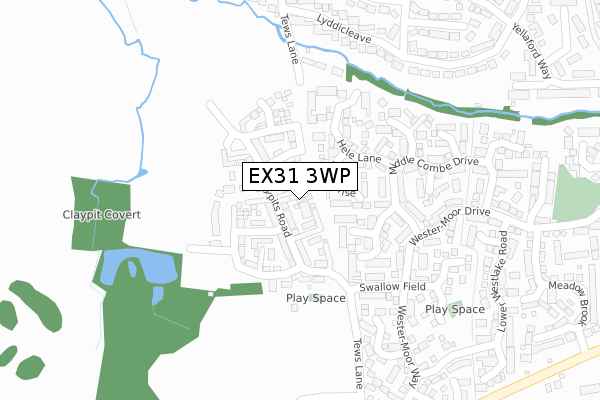 EX31 3WP map - large scale - OS Open Zoomstack (Ordnance Survey)
