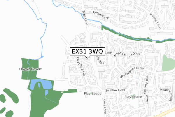 EX31 3WQ map - large scale - OS Open Zoomstack (Ordnance Survey)