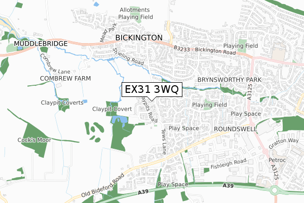 EX31 3WQ map - small scale - OS Open Zoomstack (Ordnance Survey)