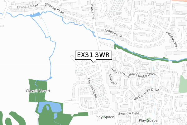 EX31 3WR map - large scale - OS Open Zoomstack (Ordnance Survey)