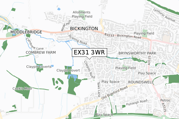 EX31 3WR map - small scale - OS Open Zoomstack (Ordnance Survey)