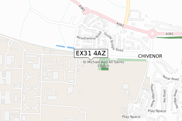 EX31 4AZ map - large scale - OS Open Zoomstack (Ordnance Survey)