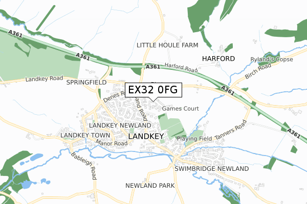 EX32 0FG map - small scale - OS Open Zoomstack (Ordnance Survey)