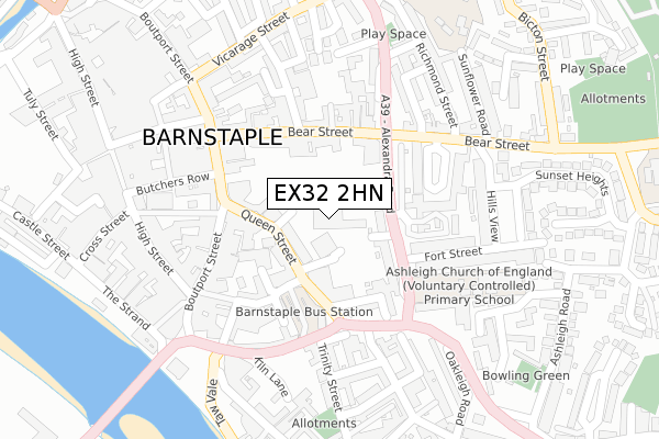 EX32 2HN map - large scale - OS Open Zoomstack (Ordnance Survey)