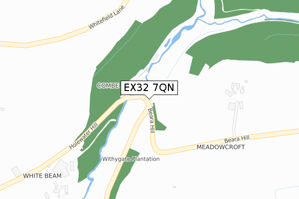 EX32 7QN map - large scale - OS Open Zoomstack (Ordnance Survey)