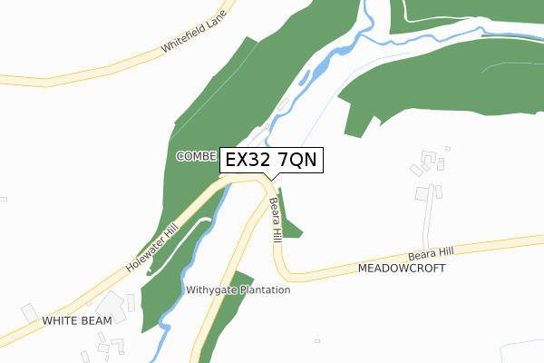 EX32 7QN map - large scale - OS Open Zoomstack (Ordnance Survey) EX32 7QN map - large scale - OS Open Zoomstack (Ordnance Survey)