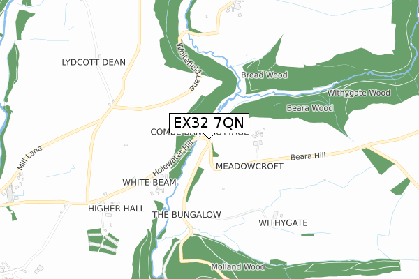 EX32 7QN map - small scale - OS Open Zoomstack (Ordnance Survey) EX32 7QN map - small scale - OS Open Zoomstack (Ordnance Survey)
