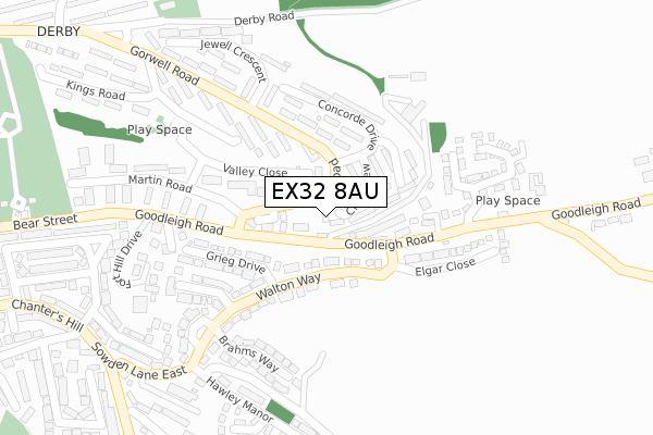EX32 8AU map - large scale - OS Open Zoomstack (Ordnance Survey) EX32 8AU map - large scale - OS Open Zoomstack (Ordnance Survey)