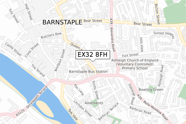 EX32 8FH map - large scale - OS Open Zoomstack (Ordnance Survey)