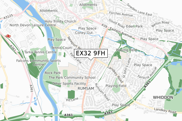 EX32 9FH map - small scale - OS Open Zoomstack (Ordnance Survey)