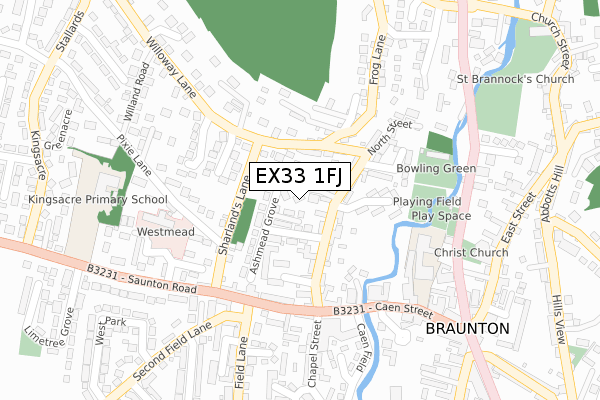 EX33 1FJ map - large scale - OS Open Zoomstack (Ordnance Survey)