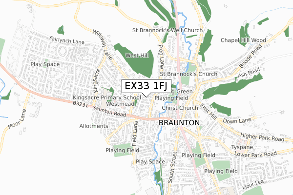 EX33 1FJ map - small scale - OS Open Zoomstack (Ordnance Survey)